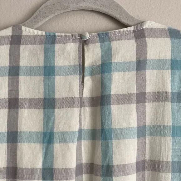 Polagram Anthropologie Blue Gray Checkered Dress Size Small Cottagecore - Picture 9 of 12
